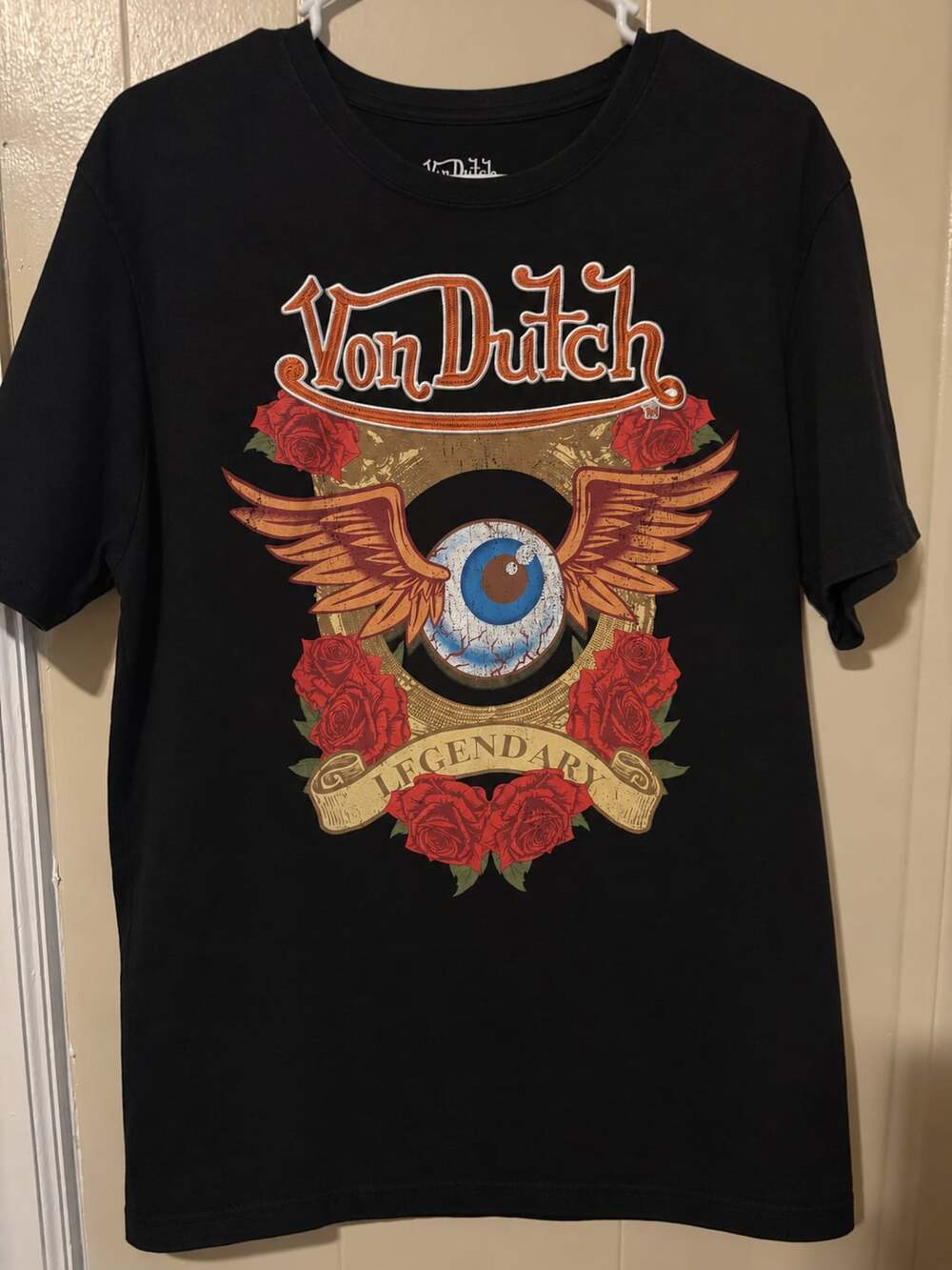 Von Dutch Winged Eyeball Legendary T-Shirt Size XL Black